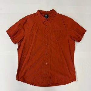Alpine Design Mens Large Short Sleeve Button Up Orange Outdoor Hiking Shirt